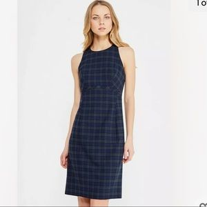 Banana Republic navy/emerald tartan sheath dress